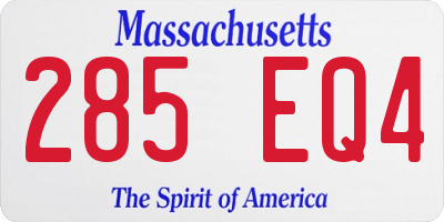 MA license plate 285EQ4