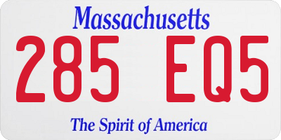 MA license plate 285EQ5