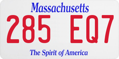 MA license plate 285EQ7