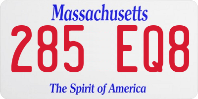 MA license plate 285EQ8