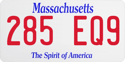 MA license plate 285EQ9