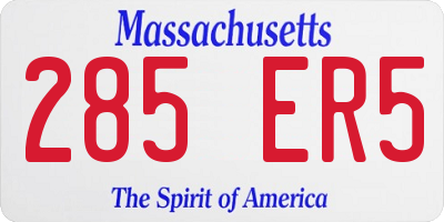 MA license plate 285ER5