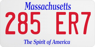 MA license plate 285ER7