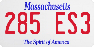MA license plate 285ES3