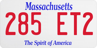 MA license plate 285ET2