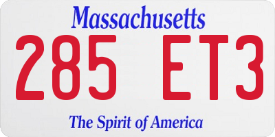 MA license plate 285ET3
