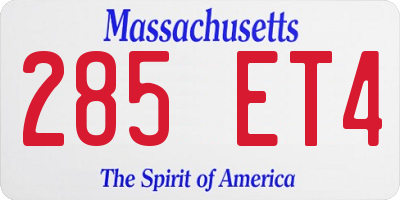 MA license plate 285ET4