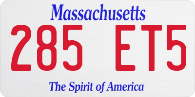 MA license plate 285ET5