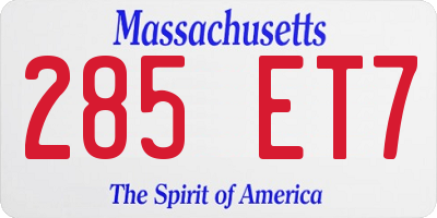 MA license plate 285ET7