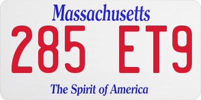 MA license plate 285ET9