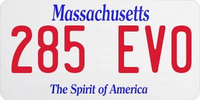 MA license plate 285EV0