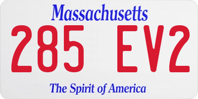 MA license plate 285EV2