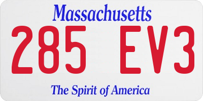 MA license plate 285EV3