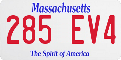 MA license plate 285EV4