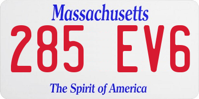 MA license plate 285EV6