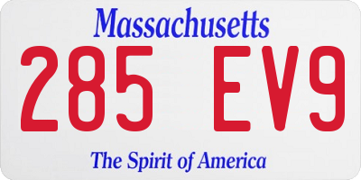 MA license plate 285EV9