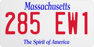 MA license plate 285EW1