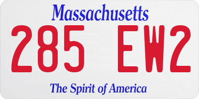 MA license plate 285EW2