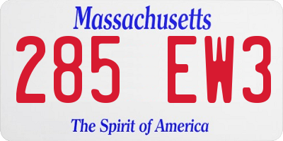 MA license plate 285EW3