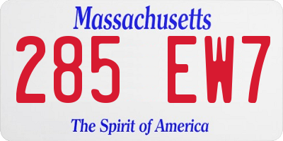 MA license plate 285EW7