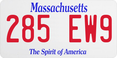 MA license plate 285EW9
