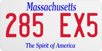 MA license plate 285EX5