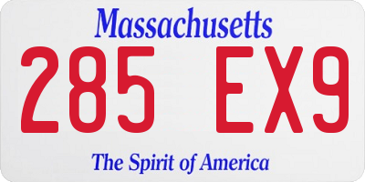 MA license plate 285EX9
