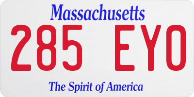 MA license plate 285EY0