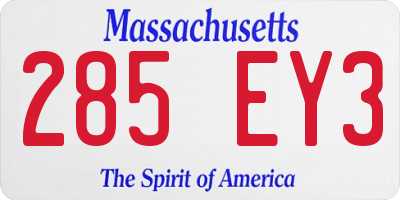 MA license plate 285EY3