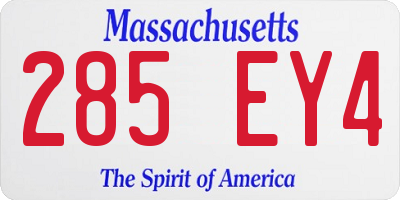 MA license plate 285EY4