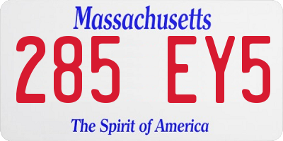 MA license plate 285EY5