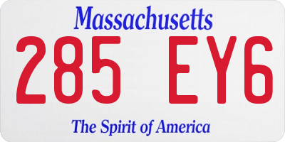 MA license plate 285EY6
