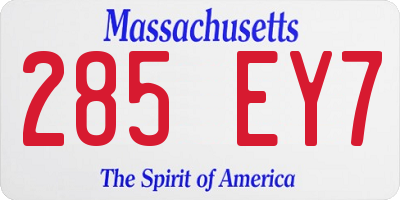 MA license plate 285EY7