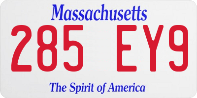 MA license plate 285EY9