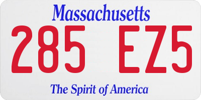 MA license plate 285EZ5