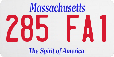 MA license plate 285FA1