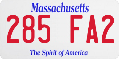 MA license plate 285FA2