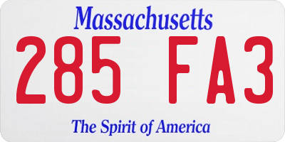 MA license plate 285FA3