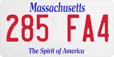 MA license plate 285FA4