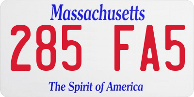 MA license plate 285FA5