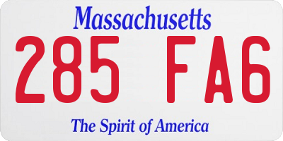 MA license plate 285FA6