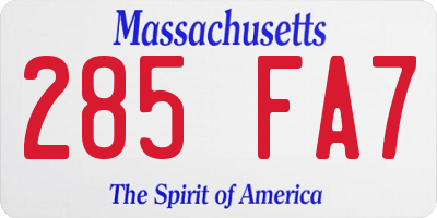 MA license plate 285FA7