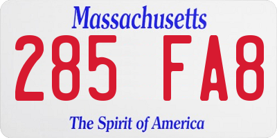 MA license plate 285FA8