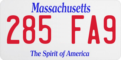 MA license plate 285FA9