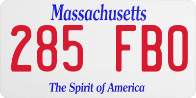 MA license plate 285FB0