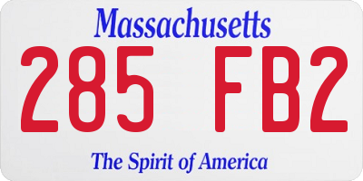 MA license plate 285FB2
