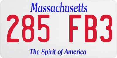 MA license plate 285FB3