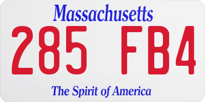 MA license plate 285FB4