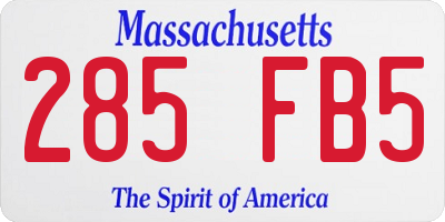 MA license plate 285FB5