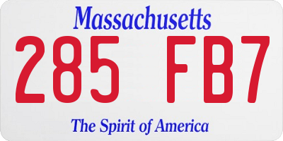 MA license plate 285FB7